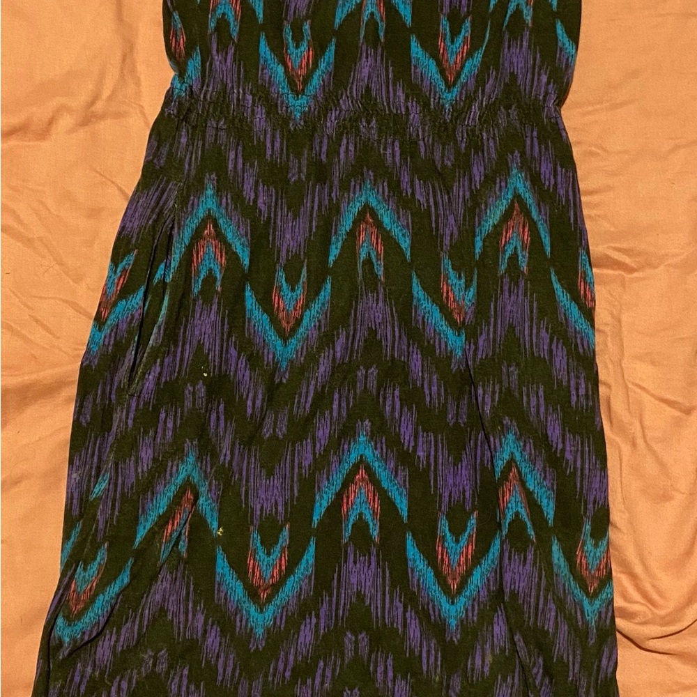Boho Stylish Black and Teal Patterned Dress